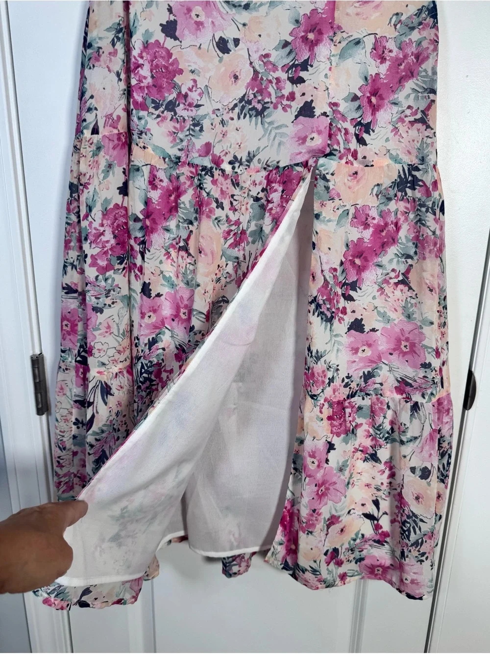 En Saison Fleur Midi Skirt M Free People Pink Floral Tiered Cottagecore Romantic